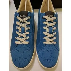 Coach | Shoes | Coach Cobalt Blue Perforated Logo Suede Clip  display picture 1
